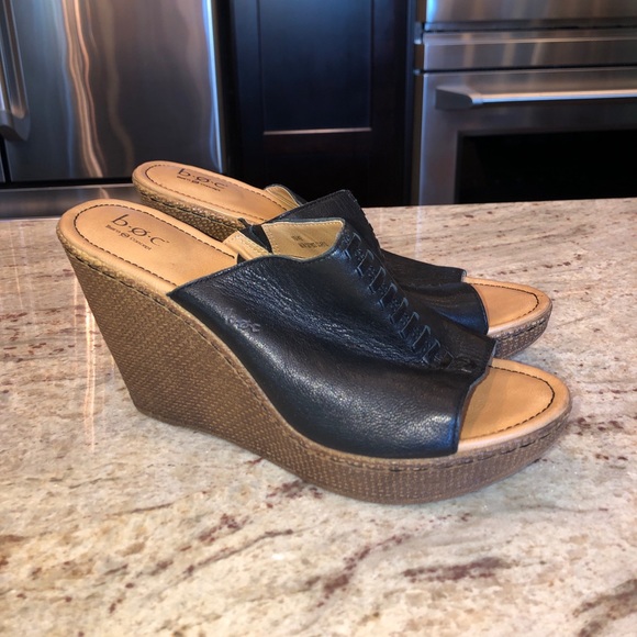 boc Shoes - Black leather wedges